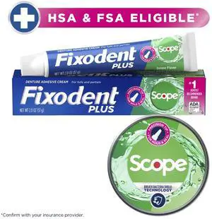 Fixodent Plus Scope Secure Denture Adhesive Cream, Denture Glue, 2.0 oz Fixodent Plus Scope Secure Denture Adhesive Cream, Denture Glue, 2.0 oz