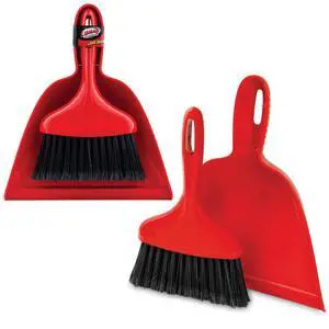 Libman Heavy Duty Whisk Broom Dustpan Combo with Red Handle and Black Fibers Libman Heavy Duty Whisk Broom Dustpan Combo with Red Handle and Black Fibers