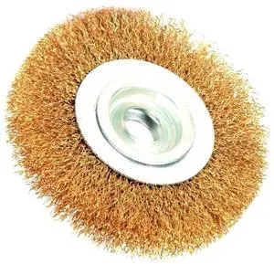 Robtec 5-Inch X 1/2-Inch Arbor Crimped Brass Coated Steel Wire Wheel Brush Robtec 5-Inch X 1/2-Inch Arbor Crimped Brass Coated Steel Wire Wheel Brush
