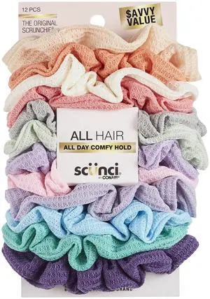 Scunci The Original Scrunchie Hair Ties, Multicolor, 12 Count Ponytail Holders Scunci The Original Scrunchie Hair Ties, Multicolor, 12 Count Ponytail Holders