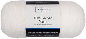 Mainstays Medium Acrylic Yarn, White, 14 oz, 798 yd Mainstays Medium Acrylic Yarn, White, 14 oz, 798 yd