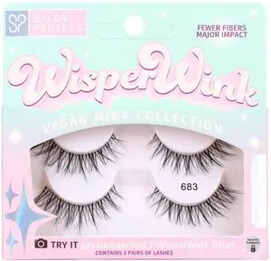 Salon Perfect Wisper Wink 683 Lash, 2 Pairs Black False Eyelashes Salon Perfect Wisper Wink 683 Lash, 2 Pairs Black False Eyelashes