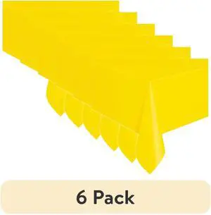 (6 pack) Way To Celebrate Rectangular Plastic Table Cover, Yellow, 54 in x 108 in, 1 Count (6 pack) Way To Celebrate Rectangular Plastic Table Cover, Yellow, 54 in x 108 in, 1 Count