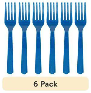 (6 pack) 24 Count Blue Disposable Plastic Forks by Way To Celebrate (6 pack) 24 Count Blue Disposable Plastic Forks by Way To Celebrate