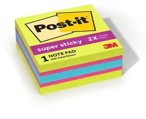 Post-it Super Sticky Notes Cube, 3 in x 3 in, Bright Colors, 1 Cube Post-it Super Sticky Notes Cube, 3 in x 3 in, Bright Colors, 1 Cube