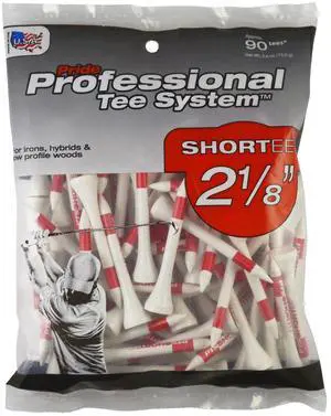 Pride Professional Tee System (PTS), 2 1/8", Color-Coded Wood Golf Tees Easy Length Identification, 90 Count Pride Professional Tee System (PTS), 2 1/8", Color-Coded Wood Golf Tees Easy Length Identification, 90 Count