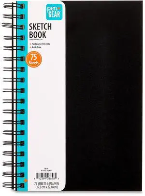 Pen+Gear Spiral Sketch Book, 9 in x 6 in, 75 White Acid-Free Perforated Drawing Sheets Pen+Gear Spiral Sketch Book, 9 in x 6 in, 75 White Acid-Free Perforated Drawing Sheets