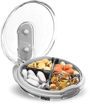 Sukuos Daily Use Portable Pill Organizer with 4 Compartments, Travel Pill Box & Vitamin Container, 1 pack, 4 Random Colors Sukuos Daily Use Portable Pill Organizer with 4 Compartments, Travel Pill Box & Vitamin Container, 1 pack, 4 Random Colors