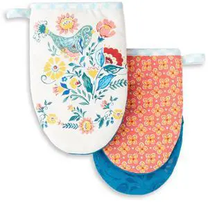 The Pioneer Woman Mazie Cotton & Polyester Mini Mitt Set, Multicolor, 5.5"W x 8"L, 2 Piece The Pioneer Woman Mazie Cotton & Polyester Mini Mitt Set, Multicolor, 5.5"W x 8"L, 2 Piece