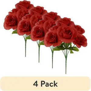 (4 pack) Mainstays 14 in Artificial Flower Pick, Red Rose, Indoor Use (4 pack) Mainstays 14 in Artificial Flower Pick, Red Rose, Indoor Use