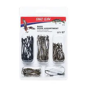 Eagle Claw 618H Bass Hook Assortment Hooks and Assorted Sizes Eagle Claw 618H Bass Hook Assortment Hooks and Assorted Sizes