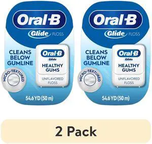 (2 pack) Oral-B Floss, Glide Healthy Gums Unflavored Dental Floss, Smooth, Strong, Shred Resistant 50m (2 pack) Oral-B Floss, Glide Healthy Gums Unflavored Dental Floss, Smooth, Strong, Shred Resistant 50m