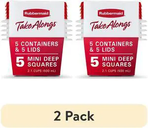 (2 pack) Rubbermaid 2.1 cups Clear Food Storage Container, 5-Pack (2 pack) Rubbermaid 2.1 cups Clear Food Storage Container, 5-Pack