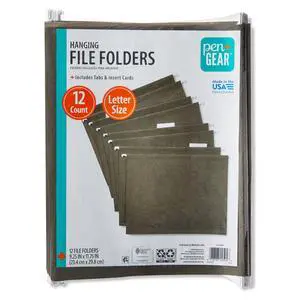 Pen+Gear Letter Size Hanging File Folders, 12 Count, Green Pen+Gear Letter Size Hanging File Folders, 12 Count, Green