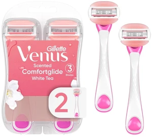 Venus ComfortGlide 3 White Tea Women's 3 Blade Disposable Razor, 2 count, Pink Venus ComfortGlide 3 White Tea Women's 3 Blade Disposable Razor, 2 count, Pink