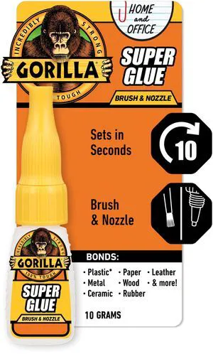 Gorilla Glue Clear Super Glue Brush & Nozzle Bottle, 10 Grams Gorilla Glue Clear Super Glue Brush & Nozzle Bottle, 10 Grams