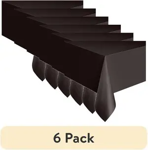 (6 pack) Way To Celebrate Rectangular Plastic Table Cover, Black, 54 in x 108 in, 1 Count (6 pack) Way To Celebrate Rectangular Plastic Table Cover, Black, 54 in x 108 in, 1 Count