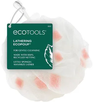 EcoTools Lathering Bath Pouf, White & Pink Loofah for Cleansing, for Adults, 1 Count EcoTools Lathering Bath Pouf, White & Pink Loofah for Cleansing, for Adults, 1 Count