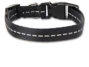 Vibrant Life Reflective Polyester Adjustable Dog Collar, Black, Small Vibrant Life Reflective Polyester Adjustable Dog Collar, Black, Small