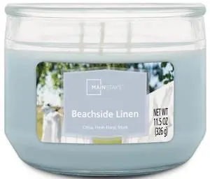 Mainstays 3-Wick Glass Jar Candle, Beachside Linen, Illusion Blue, 11.5 oz Mainstays 3-Wick Glass Jar Candle, Beachside Linen, Illusion Blue, 11.5 oz
