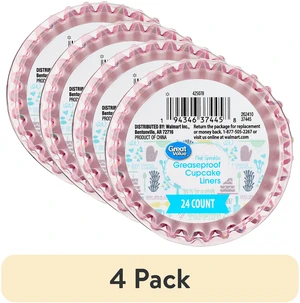 (4 pack) Great Value Pink Sprinkles Greaseproof Cupcake Liners, 24 Count (4 pack) Great Value Pink Sprinkles Greaseproof Cupcake Liners, 24 Count