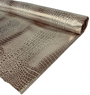 Waverly Inspirations Faux Leather Crocodile 2-Tone Print Upholstery Fabric, White/Gold, 52 in, By the Yard Waverly Inspirations Faux Leather Crocodile 2-Tone Print Upholstery Fabric, White/Gold, 52 in, By the Yard