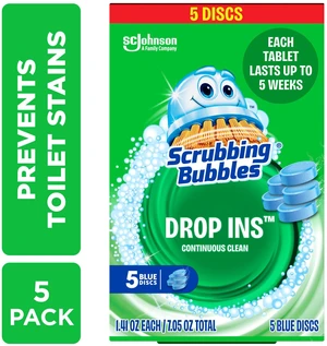 Scrubbing Bubbles Continuous Clean Drop-Ins Discs, Toilet Bowl Cleaner Tablets, 5 Count Scrubbing Bubbles Continuous Clean Drop-Ins Discs, Toilet Bowl Cleaner Tablets, 5 Count