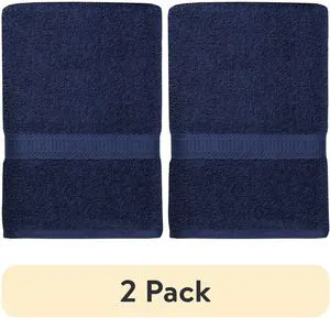 (2 pack) Mainstays Bath Towel, 100% Cotton, Highly Absorbent, Navy (2 pack) Mainstays Bath Towel, 100% Cotton, Highly Absorbent, Navy