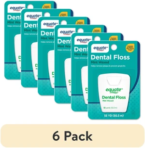 (6 pack) Equate Nylon Dental Floss, Mint Waxed, 55 yds (6 pack) Equate Nylon Dental Floss, Mint Waxed, 55 yds