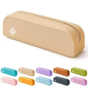 Silicone Pencil Case Aesthetic Pencil Pouch for Women & Teens Cute Pen Case, Beige Makeup Bag, T Silicone Pencil Case Aesthetic Pencil Pouch for Women & Teens Cute Pen Case, Beige Makeup Bag, T