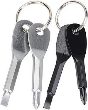 4PCS Mini Pocket Screwdriver Set Keychain Outdoor Tool Kit Stainless Steel Black+Silver 4PCS Mini Pocket Screwdriver Set Keychain Outdoor Tool Kit Stainless Steel Black+Silver