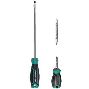 2-Piece 8" Long Flat Screwdriver Set, Long & Short Magnetic Screwdriver Set, 6mm Tip 2-Piece 8" Long Flat Screwdriver Set, Long & Short Magnetic Screwdriver Set, 6mm Tip