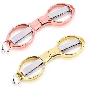 2PCS Folding Scissors, Portable Travel Scissor, Gift for Men Glasses Shaped Mini Shear Telescopic Cu 2PCS Folding Scissors, Portable Travel Scissor, Gift for Men Glasses Shaped Mini Shear Telescopic Cu