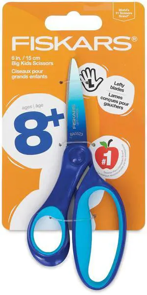6" Left-Handed Big Kids Scissors, Ages 8-11, Ombre Blue-Turquoise | Scissors with Safety Edge Blades 6" Left-Handed Big Kids Scissors, Ages 8-11, Ombre Blue-Turquoise | Scissors with Safety Edge Blades