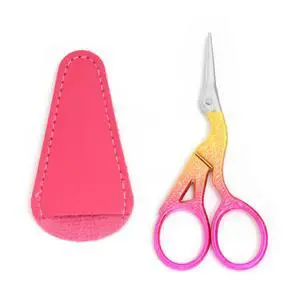 3.6" Sewing Embroidery Scissors with Artificial Leather Cover(Golden Rose) | Stainless Steel Stork S 3.6" Sewing Embroidery Scissors with Artificial Leather Cover(Golden Rose) | Stainless Steel Stork S