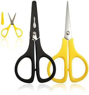 2Pcs Medium Scissors, Safety Scissors with Cap, Yellow & Black 2Pcs Medium Scissors, Safety Scissors with Cap, Yellow & Black