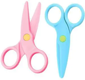 2Pcs All Plastic Scissors, Safety Scissors, Ideal for Kids Scissor Skills 2Pcs All Plastic Scissors, Safety Scissors, Ideal for Kids Scissor Skills