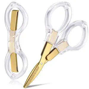 1Pcs Folding Travel Scissors Set, Mini Portable Travel Scissor | Clear Comfort-Grip Handles, Gold Ti 1Pcs Folding Travel Scissors Set, Mini Portable Travel Scissor | Clear Comfort-Grip Handles, Gold Ti