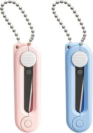 2Pcs Pink Blue Folding Scissors Mini Safe Portable Travel Scissors Foldable Telescopic Cutter Pocket 2Pcs Pink Blue Folding Scissors Mini Safe Portable Travel Scissors Foldable Telescopic Cutter Pocket