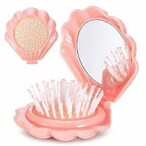 3 Pcs Portable Shell Hair Brush, Compact Hair Brush Foldable | Portable Mini Hairs Brushes, Travel B 3 Pcs Portable Shell Hair Brush, Compact Hair Brush Foldable | Portable Mini Hairs Brushes, Travel B