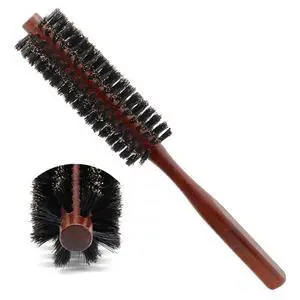 Small Round Brush Red, Boar Bristle Roller with Wood Handle | Scalp Oil Distribution For Shine, Comp Small Round Brush Red, Boar Bristle Roller with Wood Handle | Scalp Oil Distribution For Shine, Comp