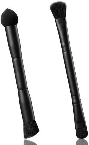 2 Pcs Dual Ended Hairline Brushes, Root Touch Up Brush with Sponge | Soft Bristles Hairline Powder C 2 Pcs Dual Ended Hairline Brushes, Root Touch Up Brush with Sponge | Soft Bristles Hairline Powder C