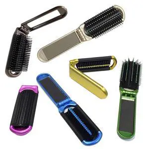 4Pack Travel Folding Hair Brush with Mirror Compact Pocket-Sized Styling Brush, Durable Plastic & 4Pack Travel Folding Hair Brush with Mirror Compact Pocket-Sized Styling Brush, Durable Plastic &