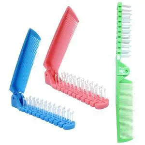 3 Pcs Travel Foldable Brush, Blue/Green/Pink | Anti-Static Hair Comb, Double Headed Hairdressing Too 3 Pcs Travel Foldable Brush, Blue/Green/Pink | Anti-Static Hair Comb, Double Headed Hairdressing Too
