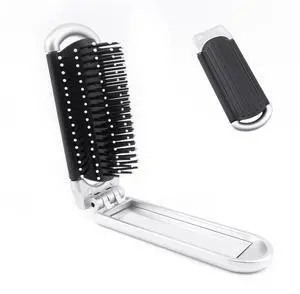 Travel Hair Brush With Mirror, Compact Foldable Comb | With Soft Bristles, Pocket Size, Space Saving Travel Hair Brush With Mirror, Compact Foldable Comb | With Soft Bristles, Pocket Size, Space Saving