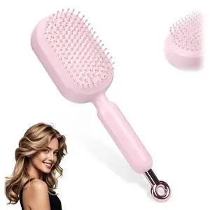 Cleaning Hair Brush, Retractable Hair Brush with Massage Bristles, Ergonomic Handle Hair Comb, One-P Cleaning Hair Brush, Retractable Hair Brush with Massage Bristles, Ergonomic Handle Hair Comb, One-P
