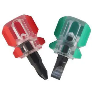 2-Pack Mini Stubby Screwdrivers Set, Red & Green, 1.42 Inch | Ultra Short, Flat Head & Phillips Head, For Sewing Machine Repairs, Narrow Space Operation 2-Pack Mini Stubby Screwdrivers Set, Red & Green, 1.42 Inch | Ultra Short, Flat Head & Phillips Head, For Sewing Machine Repairs, Narrow Space Operation