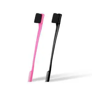 Double Sided Edge Control Hair Brush Comb Combo Pack 2 Pieces Pink and Black Double Sided Edge Control Hair Brush Comb Combo Pack 2 Pieces Pink and Black