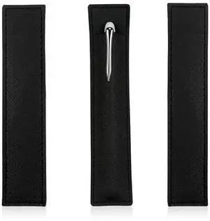 3 Pack Leather Pen Pouch Sleeve, Single Fountain Pen Holder Case for Stylus Touch Pen, Ballpoint Pen, Pencils (Black) 3 Pack Leather Pen Pouch Sleeve, Single Fountain Pen Holder Case for Stylus Touch Pen, Ballpoint Pen, Pencils (Black)