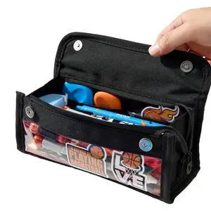 Black Magnetic Triangle Pencil Case for Boys, Large Capacity | Easy-opening design for quick access, neatly organizes pens and school supplies. Perfect for boys daily school and desk use. Black Magnetic Triangle Pencil Case for Boys, Large Capacity | Easy-opening design for quick access, neatly organizes pens and school supplies. Perfect for boys daily school and desk use.